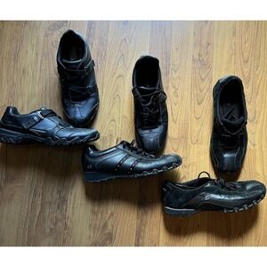 (3) LOT Skechers Compulsions Work Slip Resistant Black Leather Shoes Straps